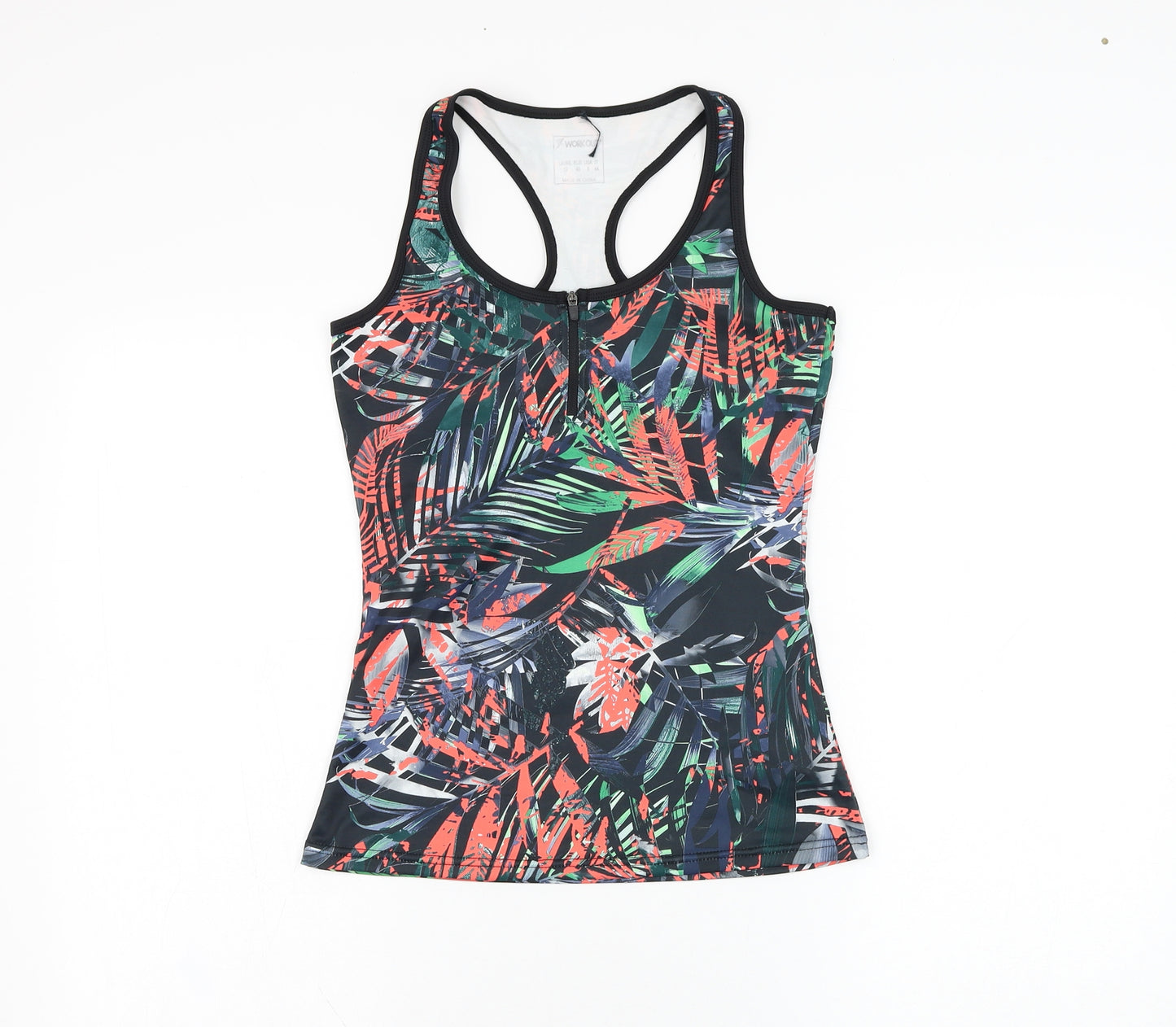 Atmosphere Womens Black Floral Polyester Basic Tank Size 12 Round Neck Pullover