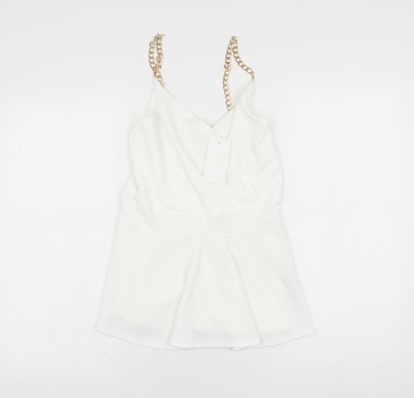 Quiz Womens White  Polyester Basic Tank Size 10 V-Neck