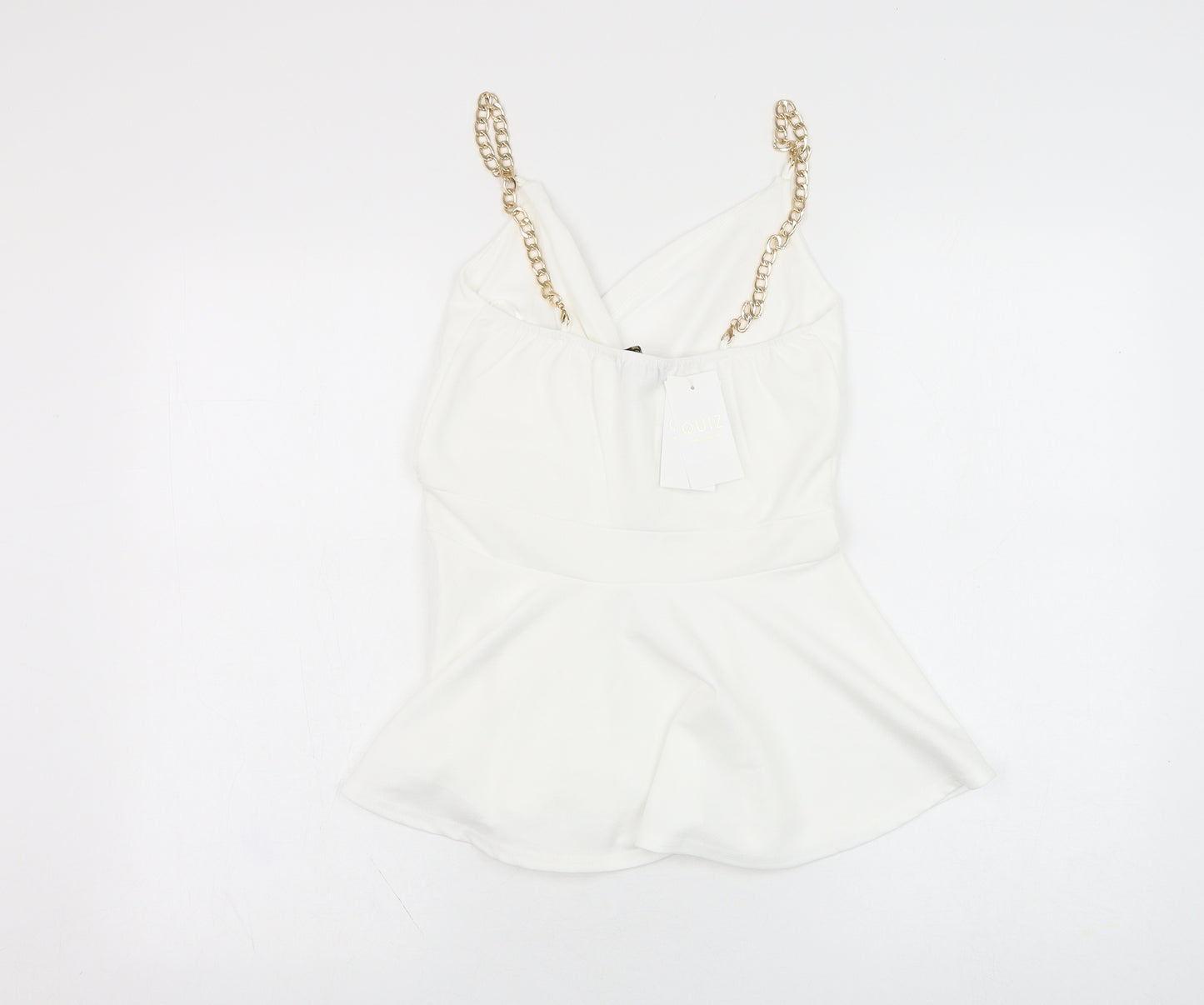 Quiz Womens White  Polyester Basic Tank Size 10 V-Neck
