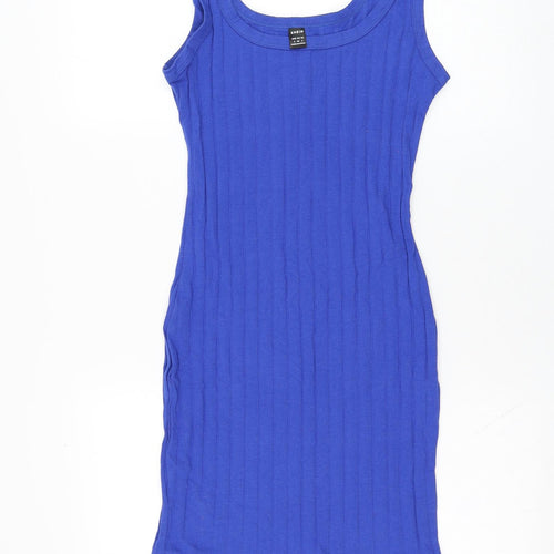 SheIn Womens Blue  Cotton Pencil Dress  Size 8  Round Neck Pullover