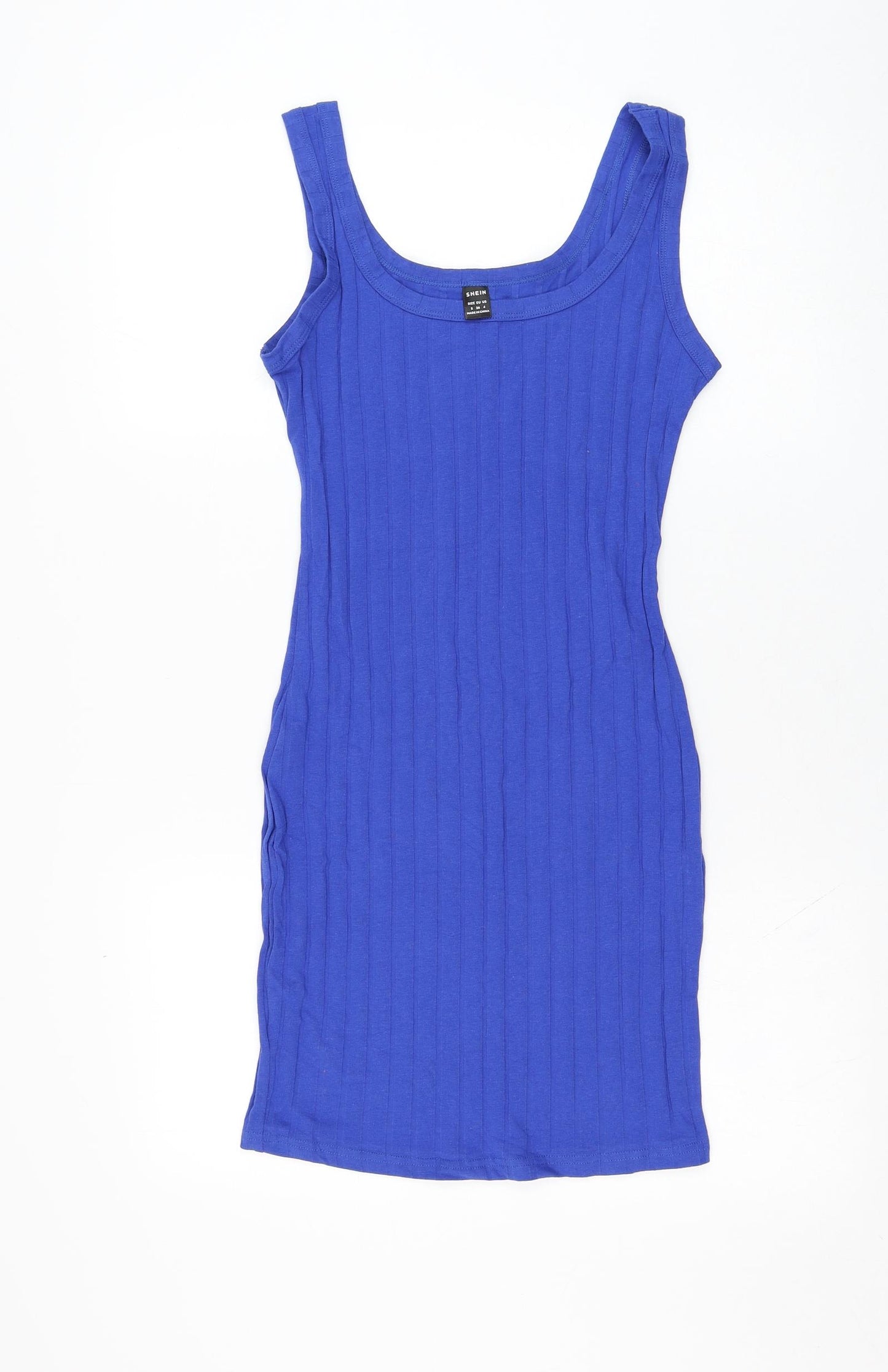SheIn Womens Blue  Cotton Pencil Dress  Size 8  Round Neck Pullover