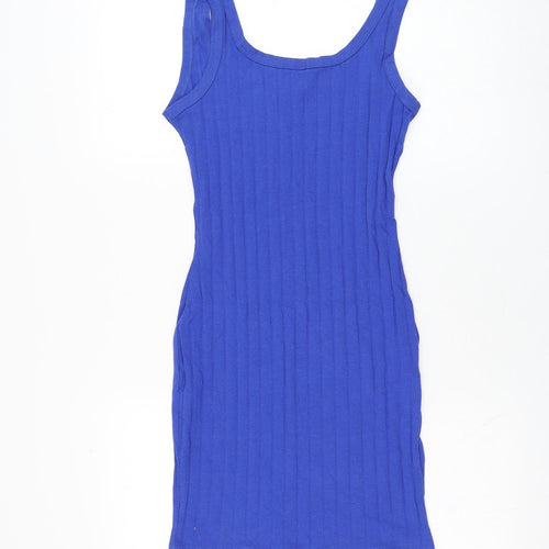 SheIn Womens Blue  Cotton Pencil Dress  Size 8  Round Neck Pullover