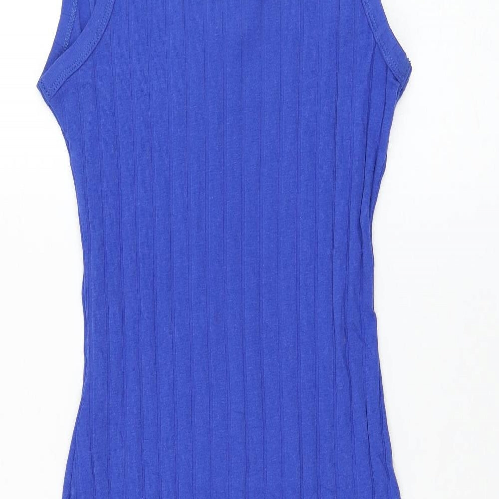 SheIn Womens Blue  Cotton Pencil Dress  Size 8  Round Neck Pullover