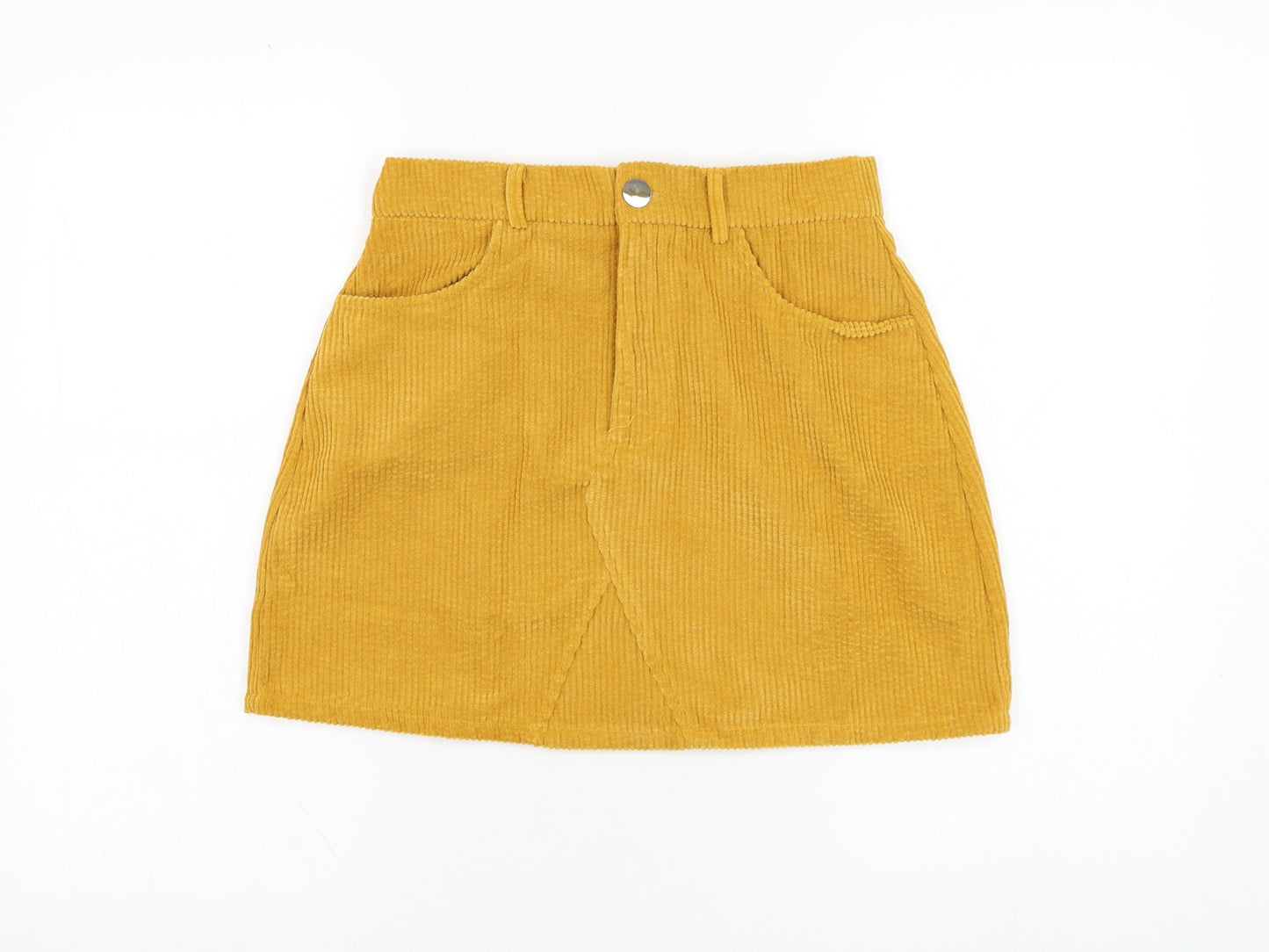 SheIn Womens Yellow  Polyester A-Line Skirt Size 8   Zip
