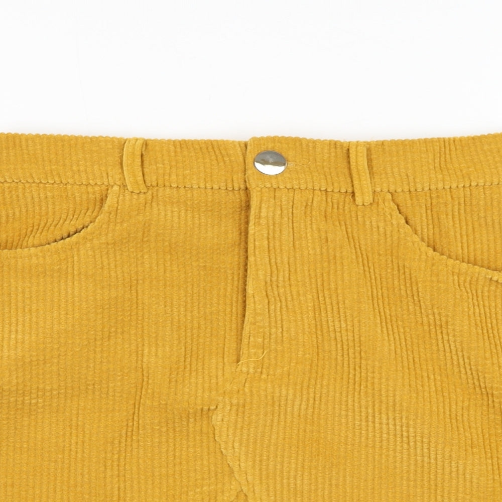 SheIn Womens Yellow  Polyester A-Line Skirt Size 8   Zip