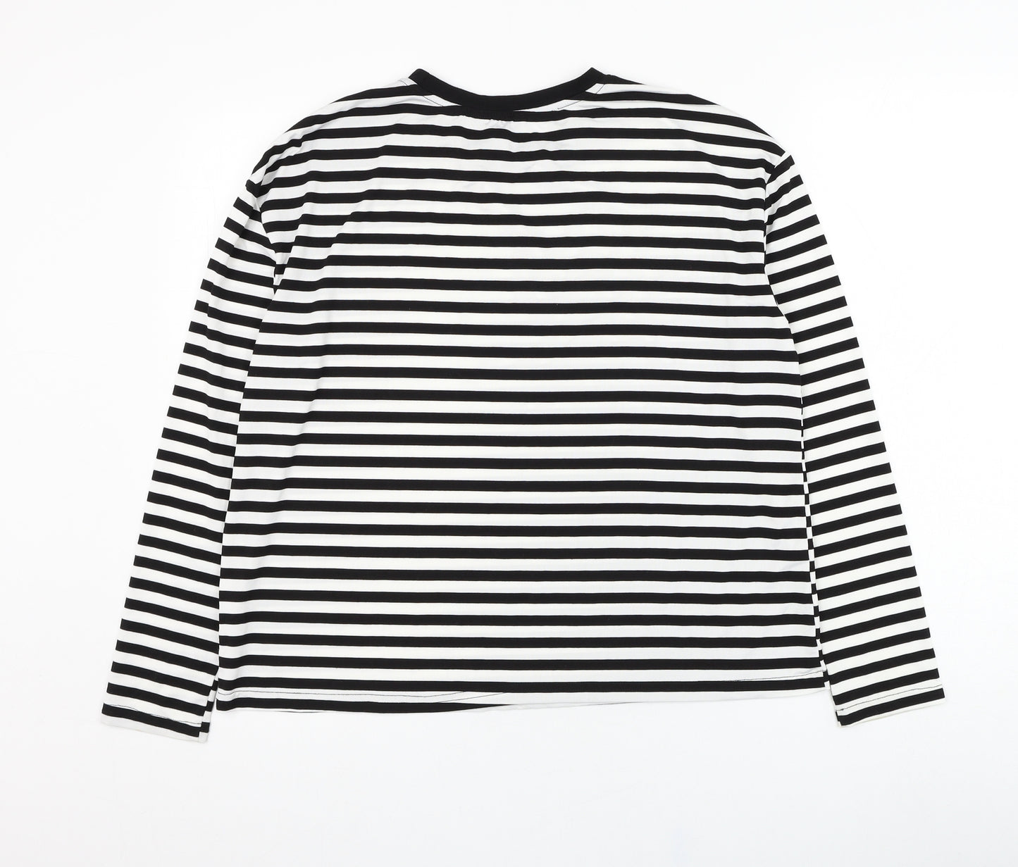 SheIn Womens White Striped Polyester Basic T-Shirt Size S Round Neck