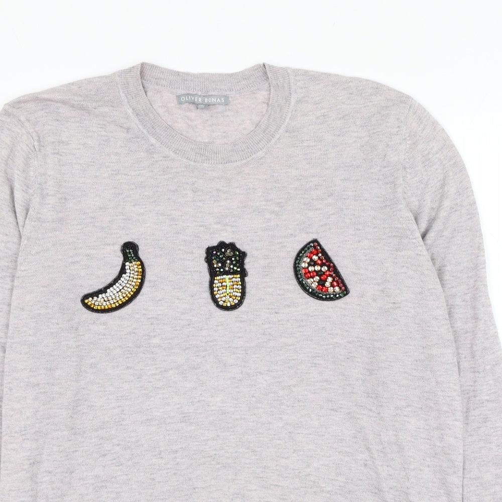 Oliver Bonas Womens Pink Round Neck  Polyester Pullover Jumper Size 16   - Fruit