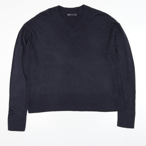 Marks and Spencer Womens Blue V-Neck  Acrylic Pullover Jumper Size 18