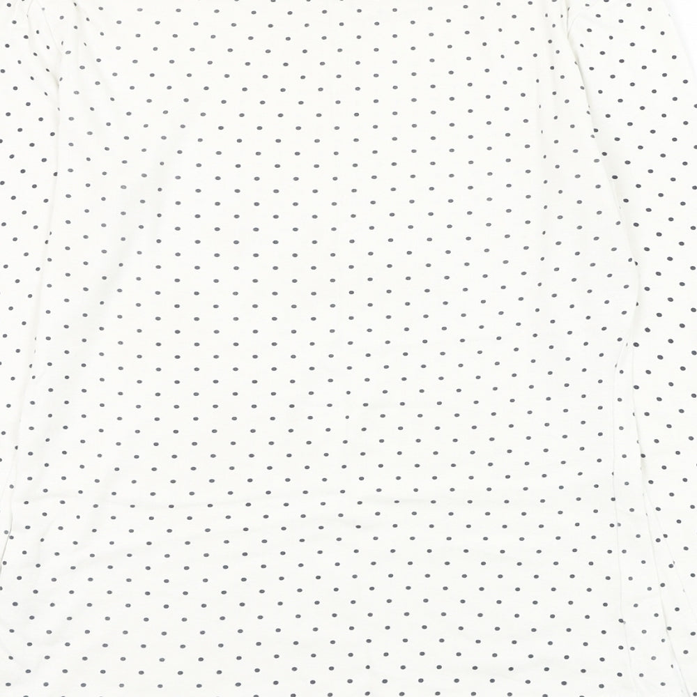 Papaya Womens White Polka Dot Cotton Basic T-Shirt Size 8 Round Neck
