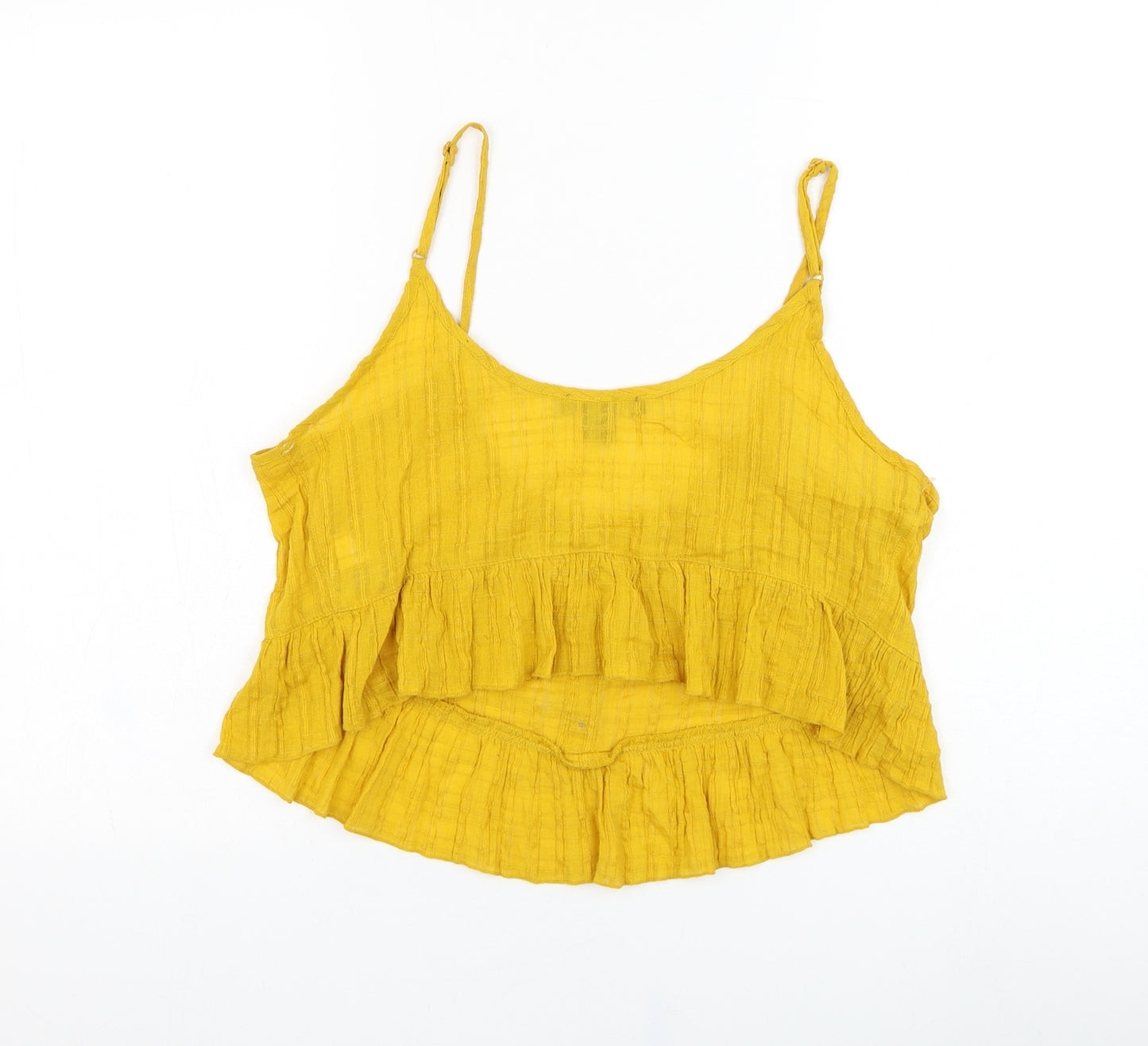 Primark Womens Yellow  Cotton Cropped Tank Size 10 Round Neck
