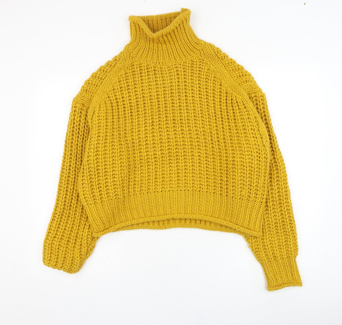 H&M Womens Yellow High Neck  Acrylic Pullover Jumper Size M