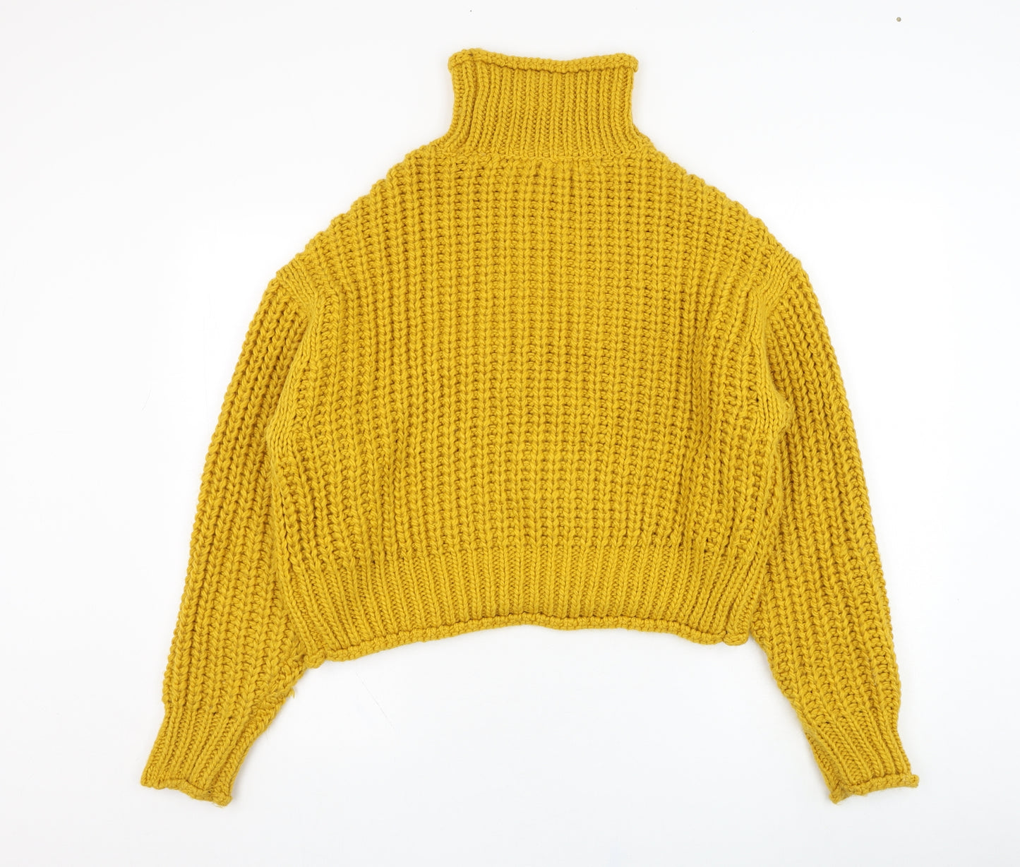H&M Womens Yellow High Neck  Acrylic Pullover Jumper Size M