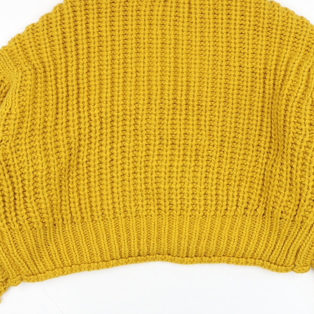 H&M Womens Yellow High Neck  Acrylic Pullover Jumper Size M
