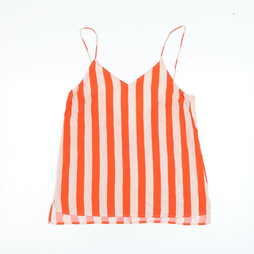 Villa Womens Red Striped Viscose Basic Tank Size 10 V-Neck