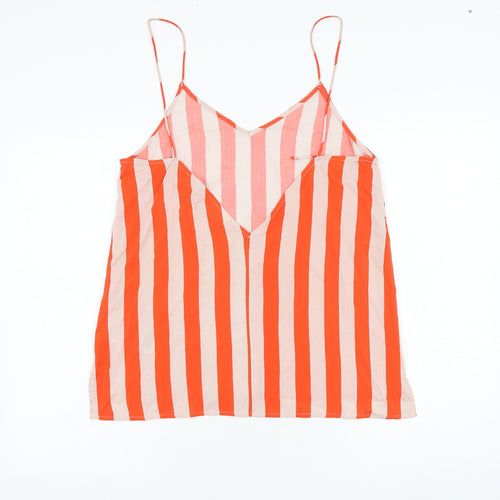 Villa Womens Red Striped Viscose Basic Tank Size 10 V-Neck