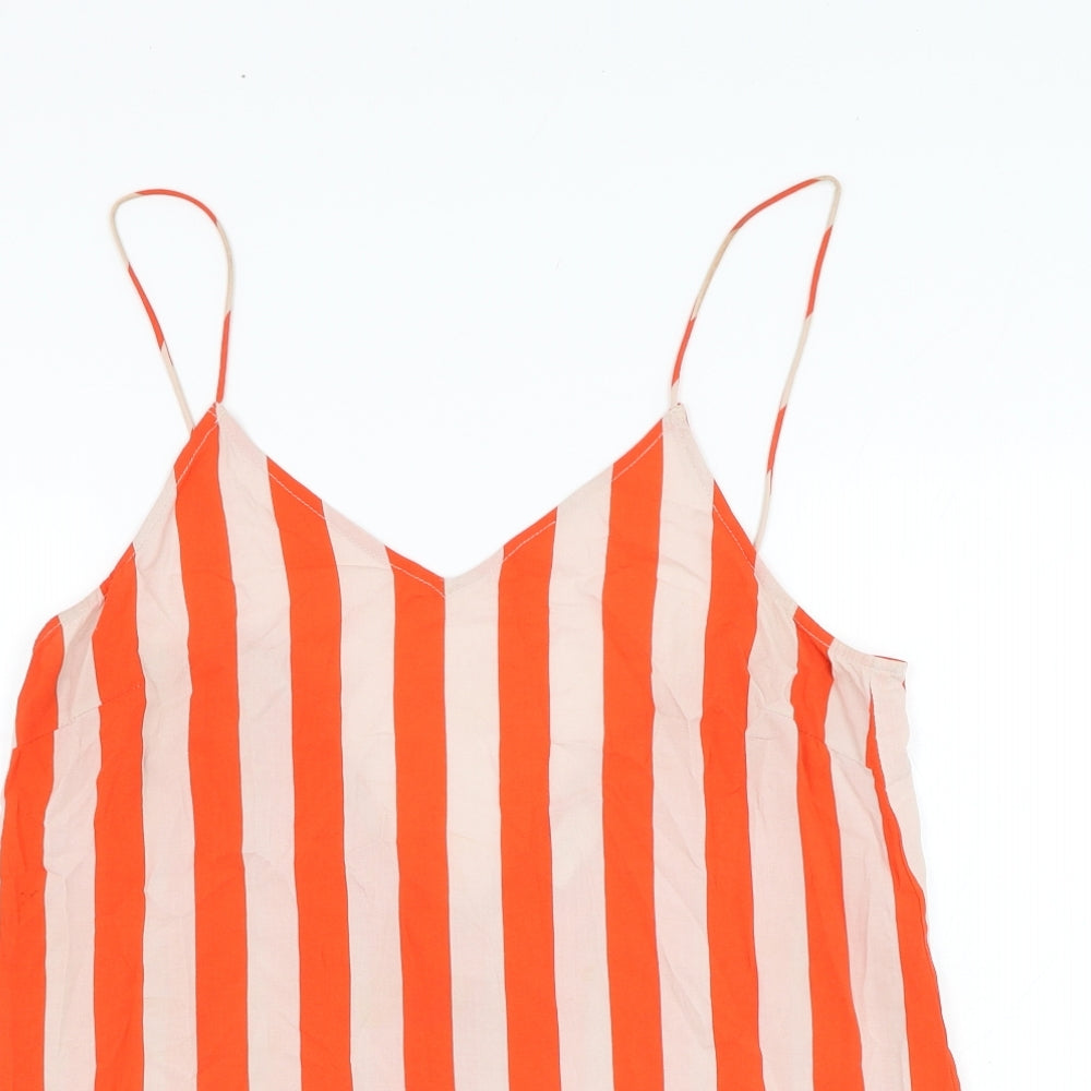 Villa Womens Red Striped Viscose Basic Tank Size 10 V-Neck
