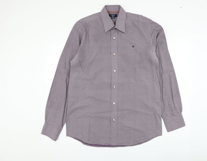 State of art Mens Purple Geometric Cotton Dress Shirt Size M Collared Button