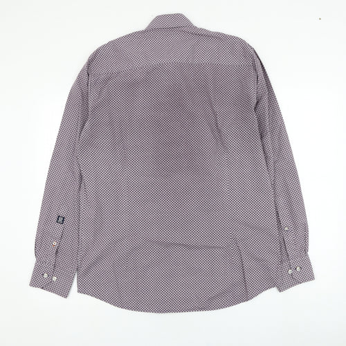 State of art Mens Purple Geometric Cotton  Dress Shirt Size M Collared Button
