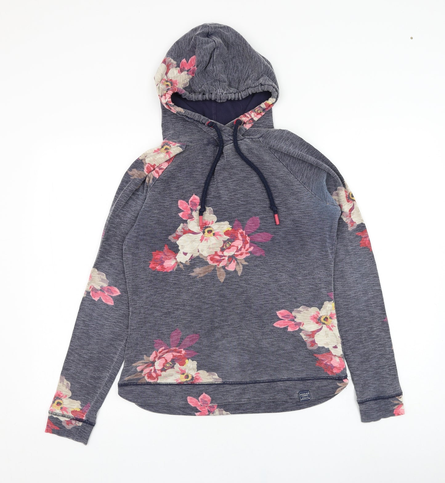 Joules Womens Blue Floral Cotton Pullover Hoodie Size 10  Pullover