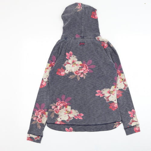 Joules Womens Blue Floral Cotton Pullover Hoodie Size 10  Pullover