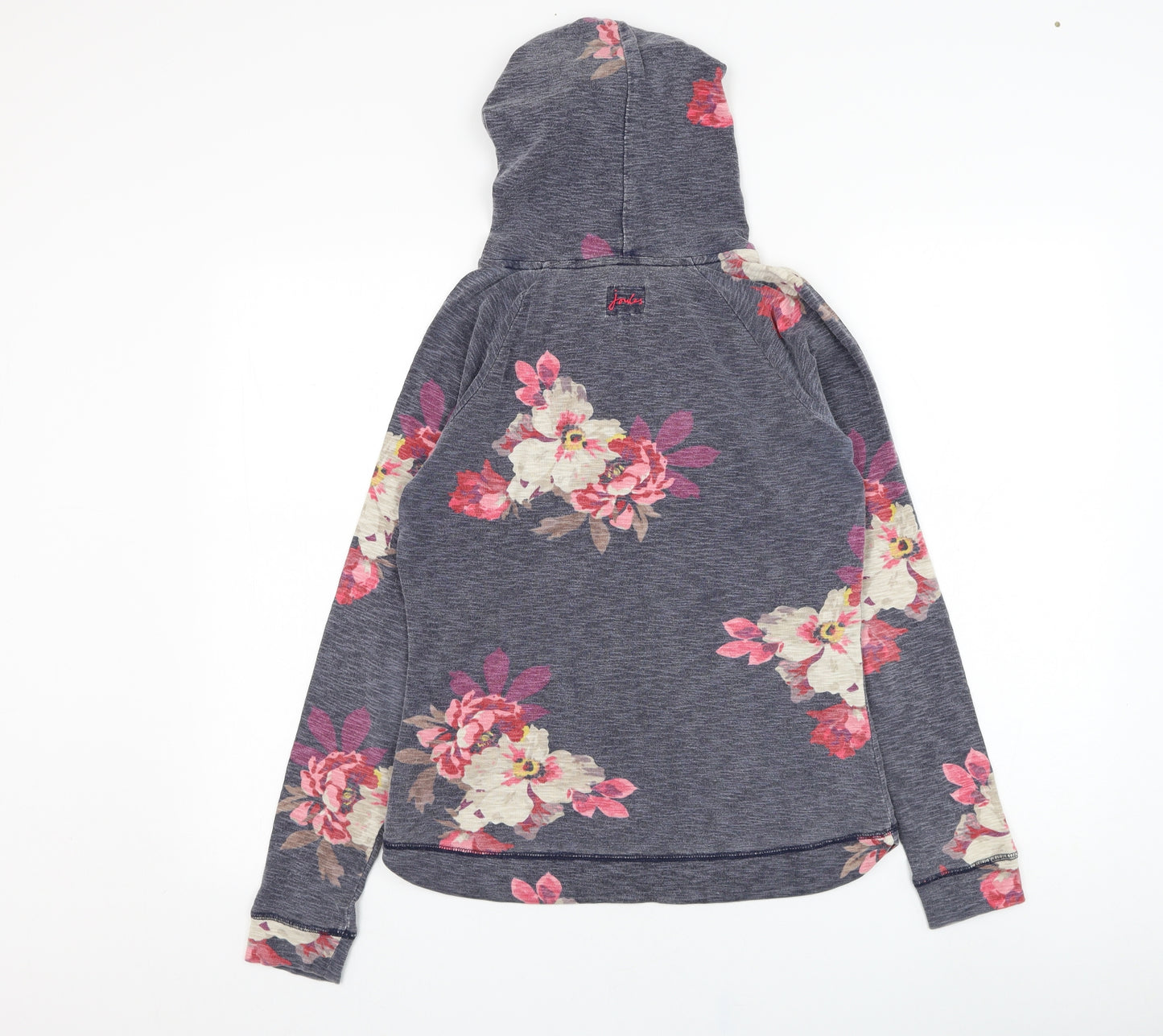Joules Womens Blue Floral Cotton Pullover Hoodie Size 10  Pullover