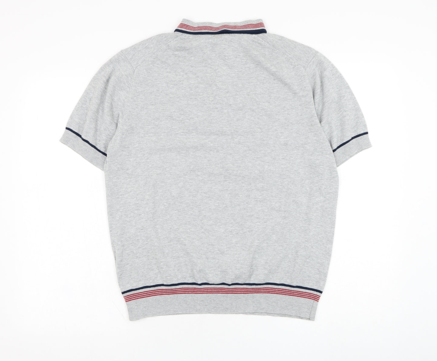 Merc Mens Grey Collared  Cotton Pullover Jumper Size XL