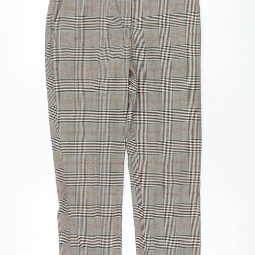 H&M Womens  Check Polyester Carrot Trousers Size 8 L26 in Regular Zip