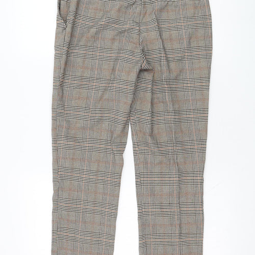 H&M Womens  Check Polyester Carrot Trousers Size 8 L26 in Regular Zip