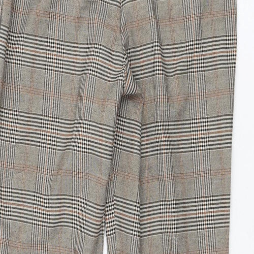H&M Womens  Check Polyester Carrot Trousers Size 8 L26 in Regular Zip