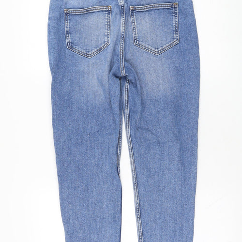 F&F Womens Blue  Cotton Straight Jeans Size 12 L25 in Regular Zip
