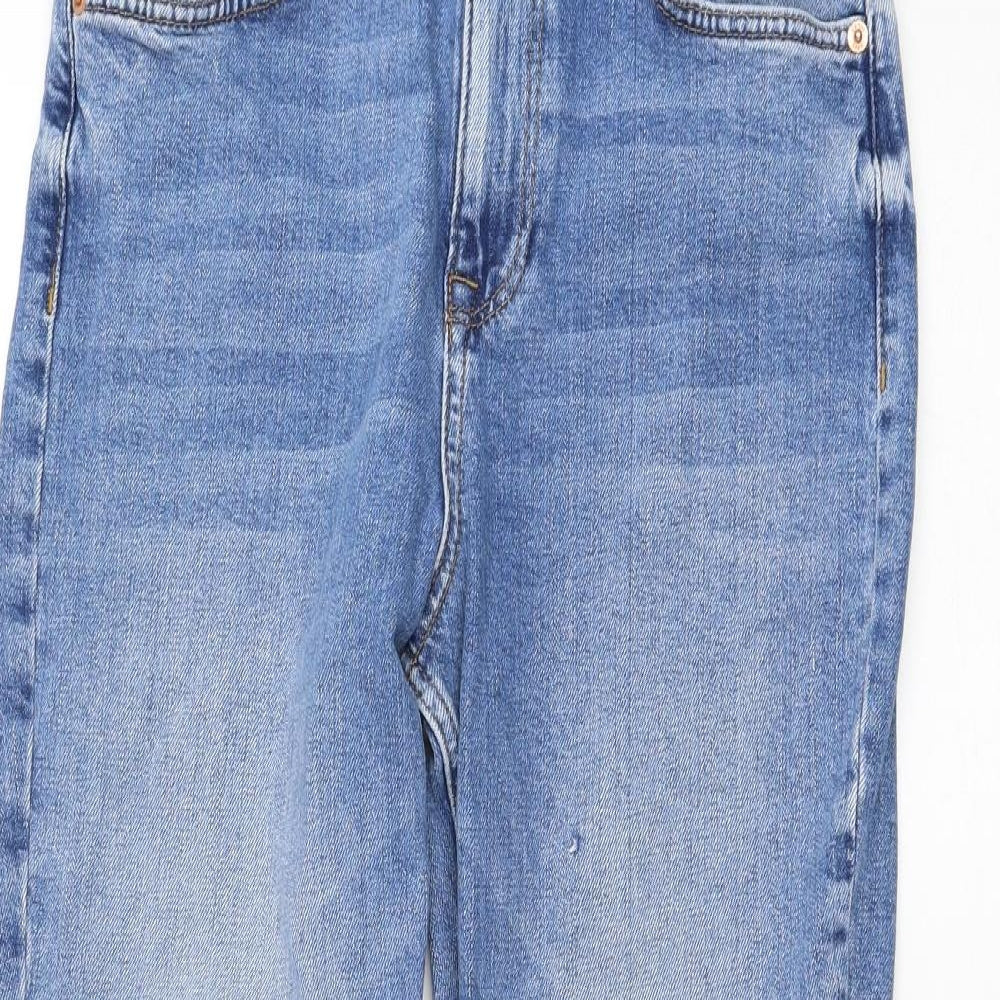 F&F Womens Blue  Cotton Straight Jeans Size 12 L25 in Regular Zip