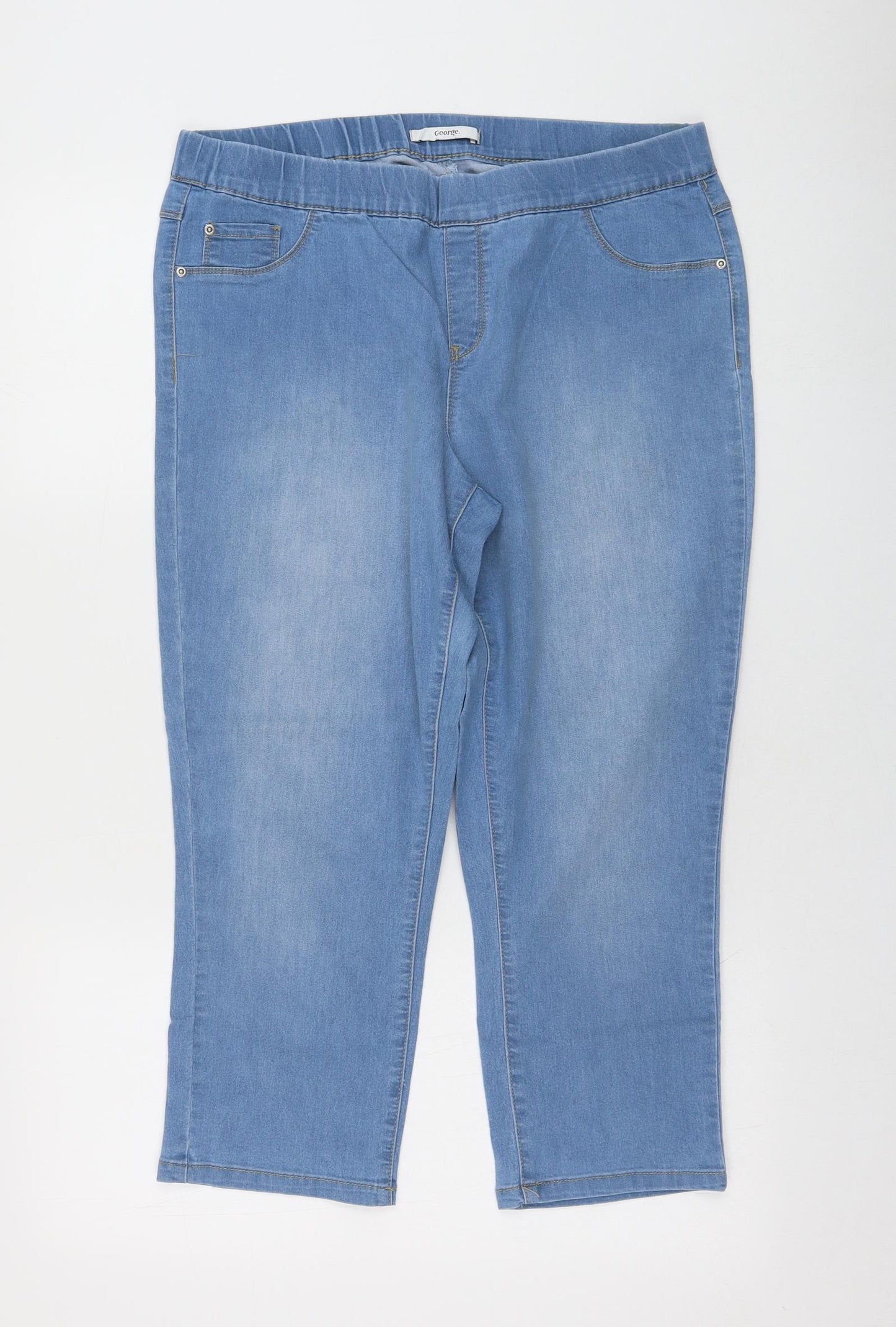 George Womens Blue  Cotton Cropped Jeans Size 14 L21 in Regular