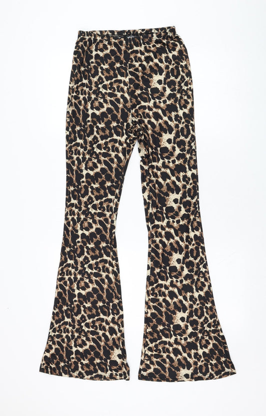 SheIn Womens Brown Animal Print Polyester Jogger Leggings Size 6 L30 in   - Flares