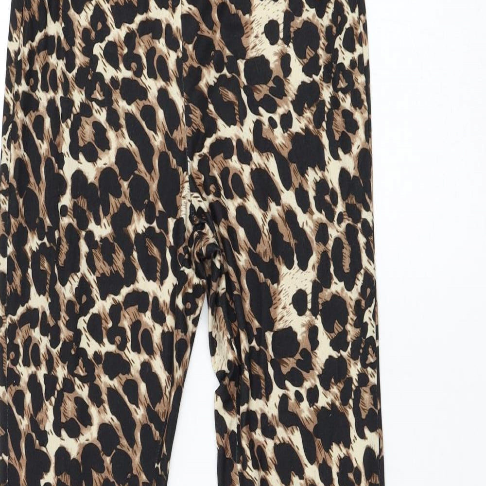 SheIn Womens Brown Animal Print Polyester Jogger Leggings Size 6 L30 in   - Flares