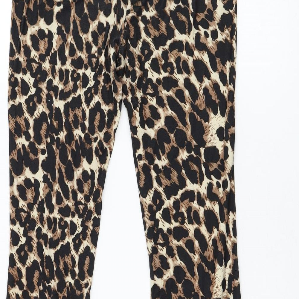 SheIn Womens Brown Animal Print Polyester Jogger Leggings Size 6 L30 in   - Flares