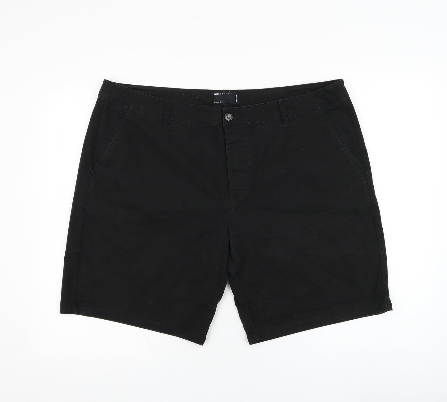 ASOS Mens Black  Cotton Chino Shorts Size 42 in L8 in Regular Zip