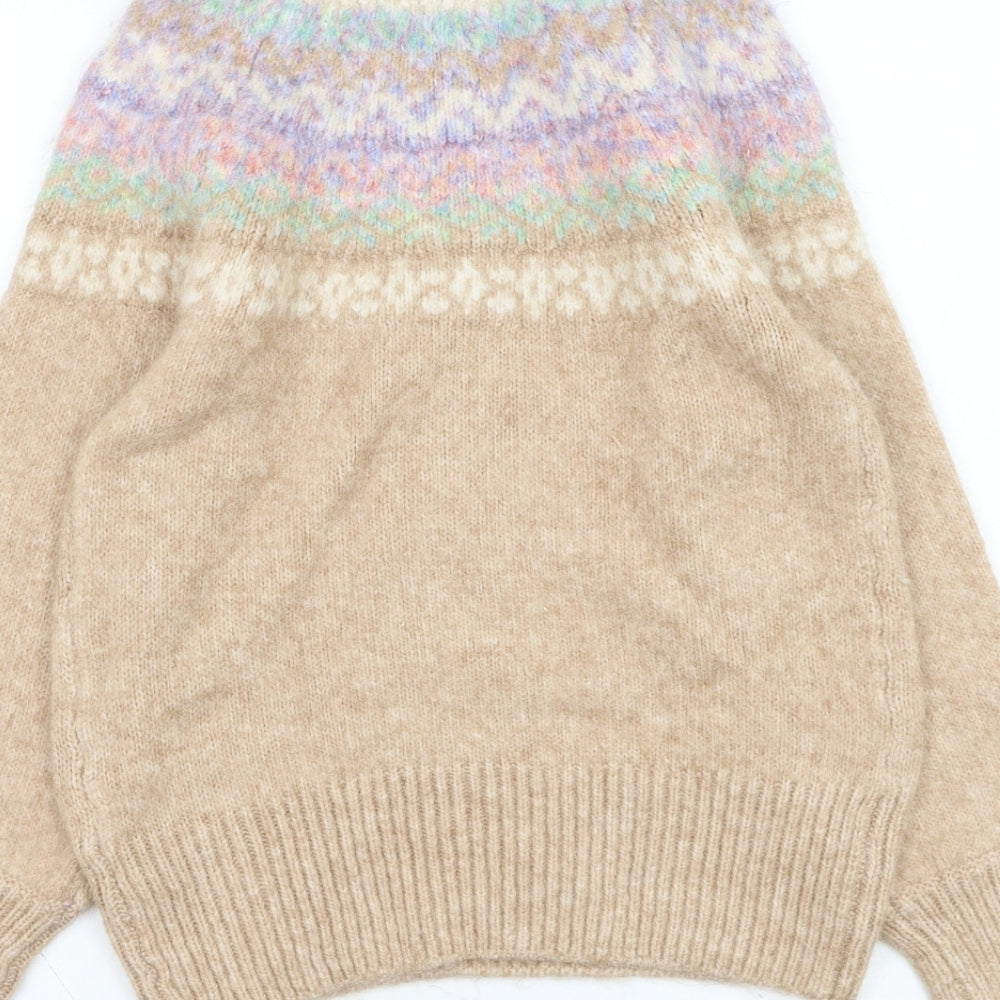 Marks and Spencer Womens Brown High Neck  Acrylic Pullover Jumper Size XS