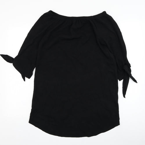 New Look Womens Black  Polyester Basic Blouse Size 10 Round Neck