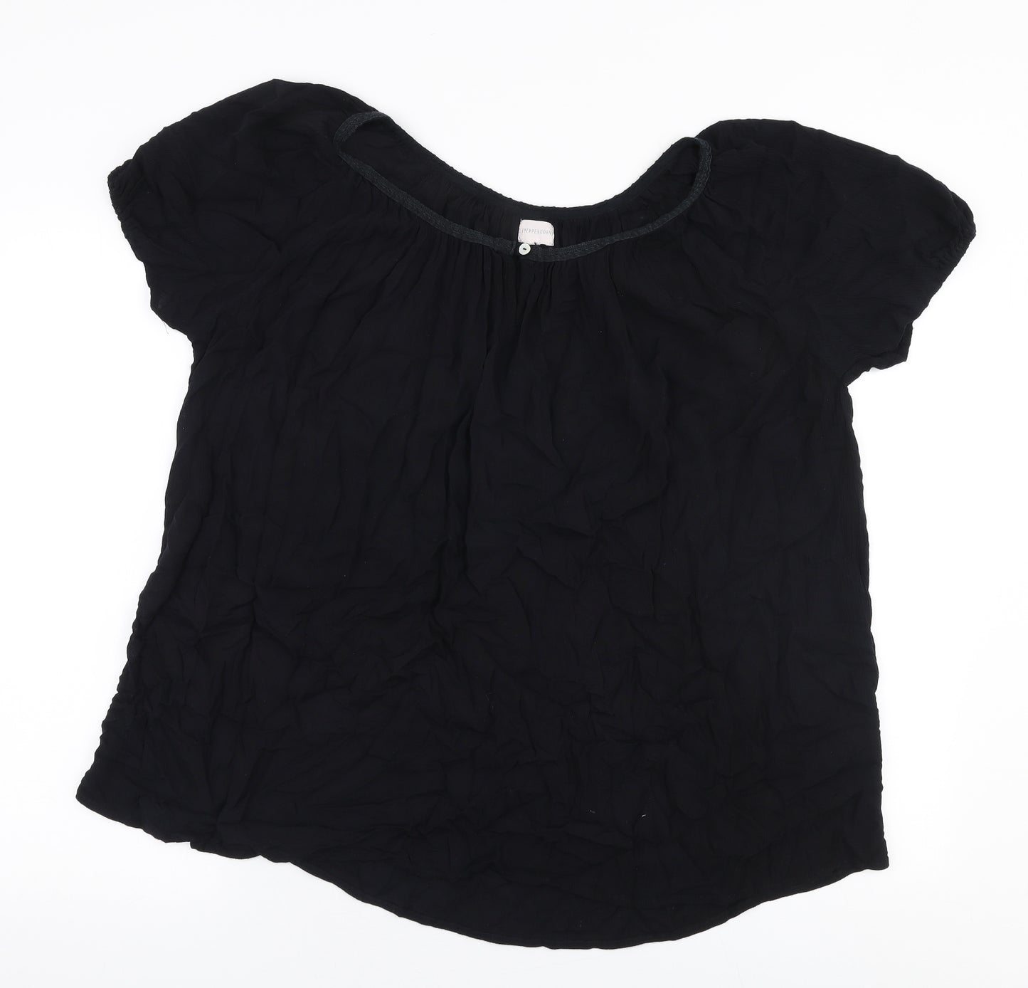 Peppercorn Womens Black  Polyester Basic Blouse Size XL Round Neck