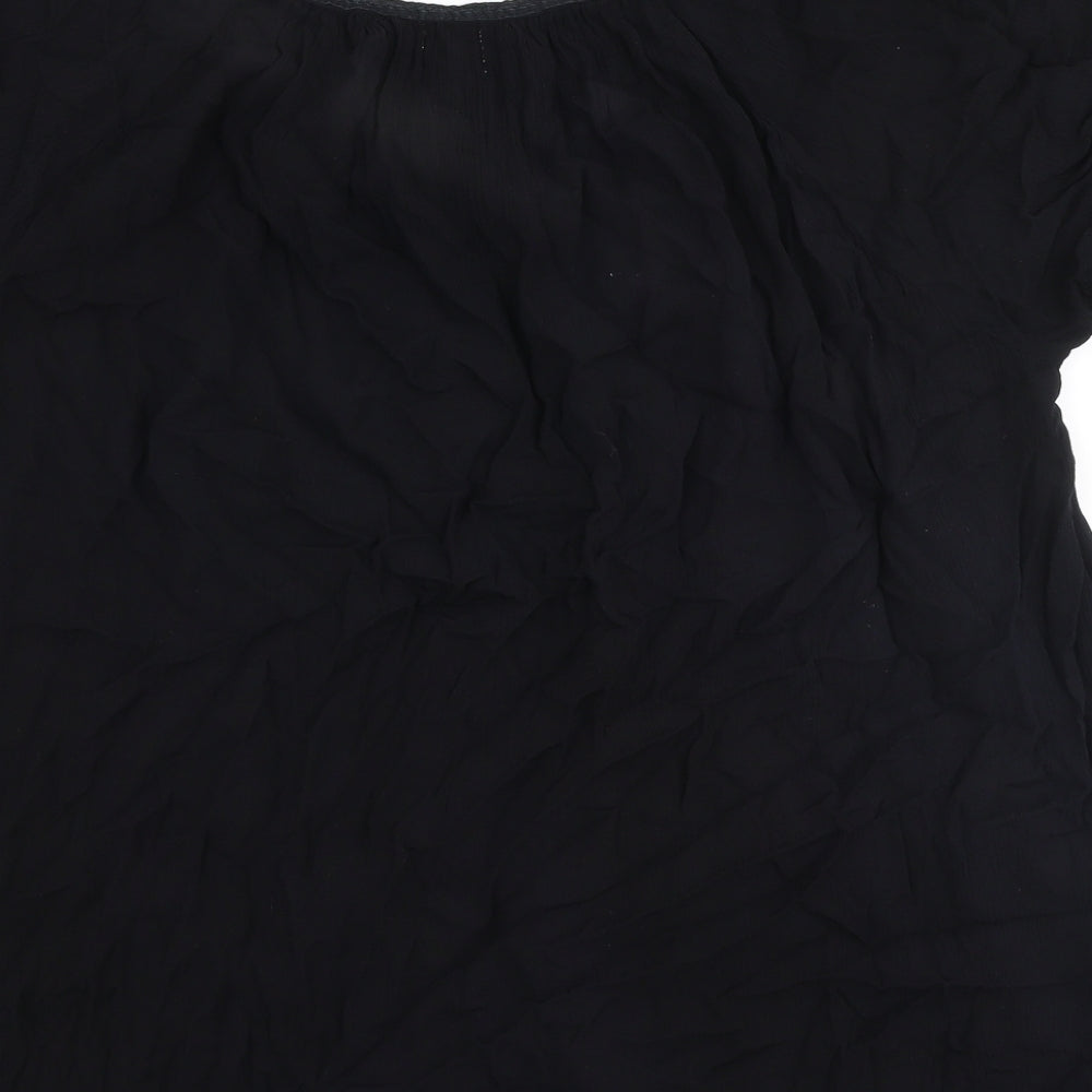 Peppercorn Womens Black  Polyester Basic Blouse Size XL Round Neck