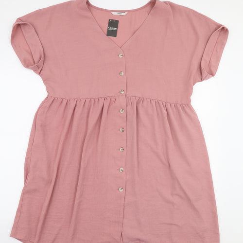 George Womens Pink  Polyester Skater Dress  Size 18  V-Neck Button