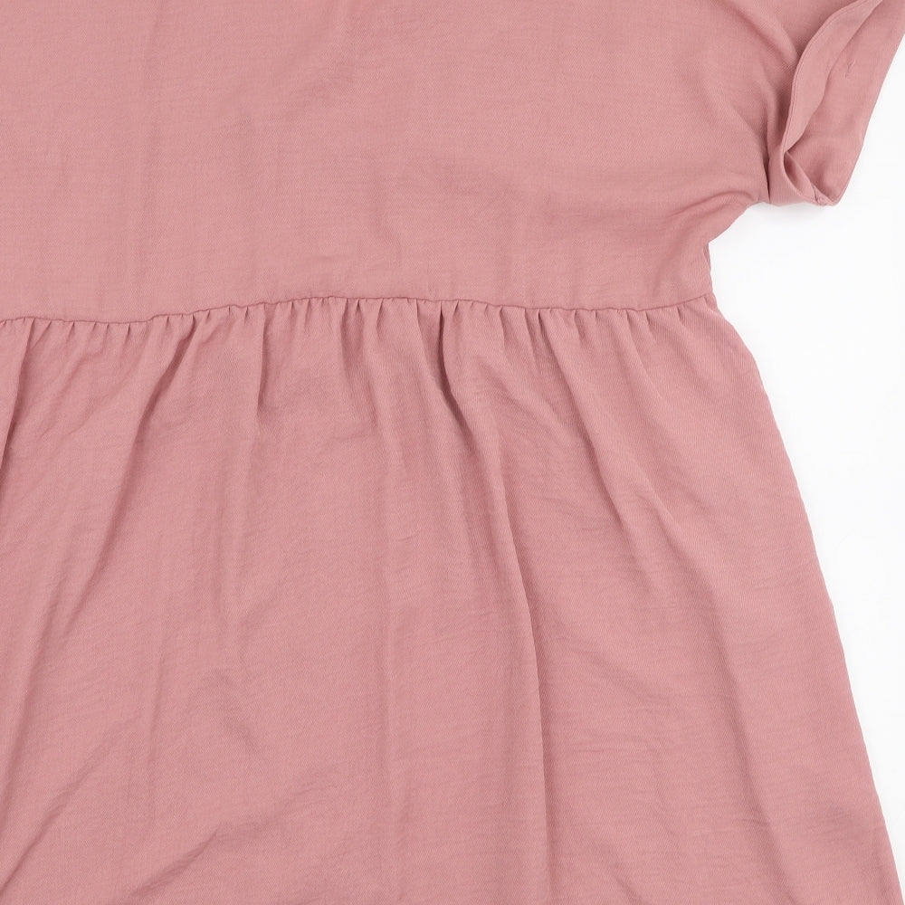 George Womens Pink  Polyester Skater Dress  Size 18  V-Neck Button