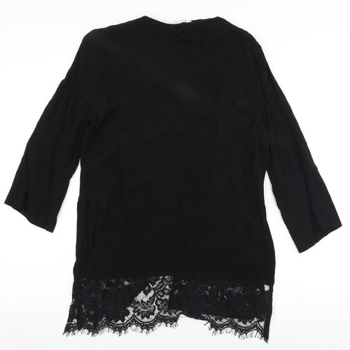 Miss Selfridge Womens Black V-Neck  Nylon Cardigan Jumper Size M