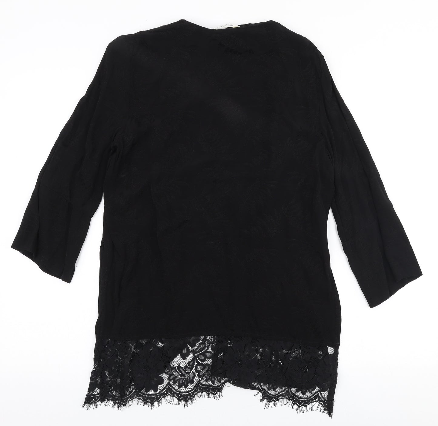Miss Selfridge Womens Black V-Neck  Nylon Cardigan Jumper Size M