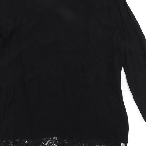 Miss Selfridge Womens Black V-Neck  Nylon Cardigan Jumper Size M