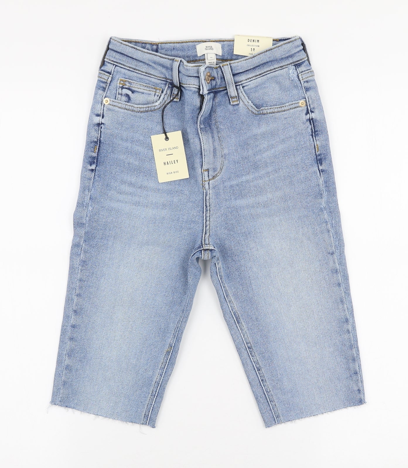 River Island Womens Blue  Cotton Biker Shorts Size 10 L12 in Regular Zip