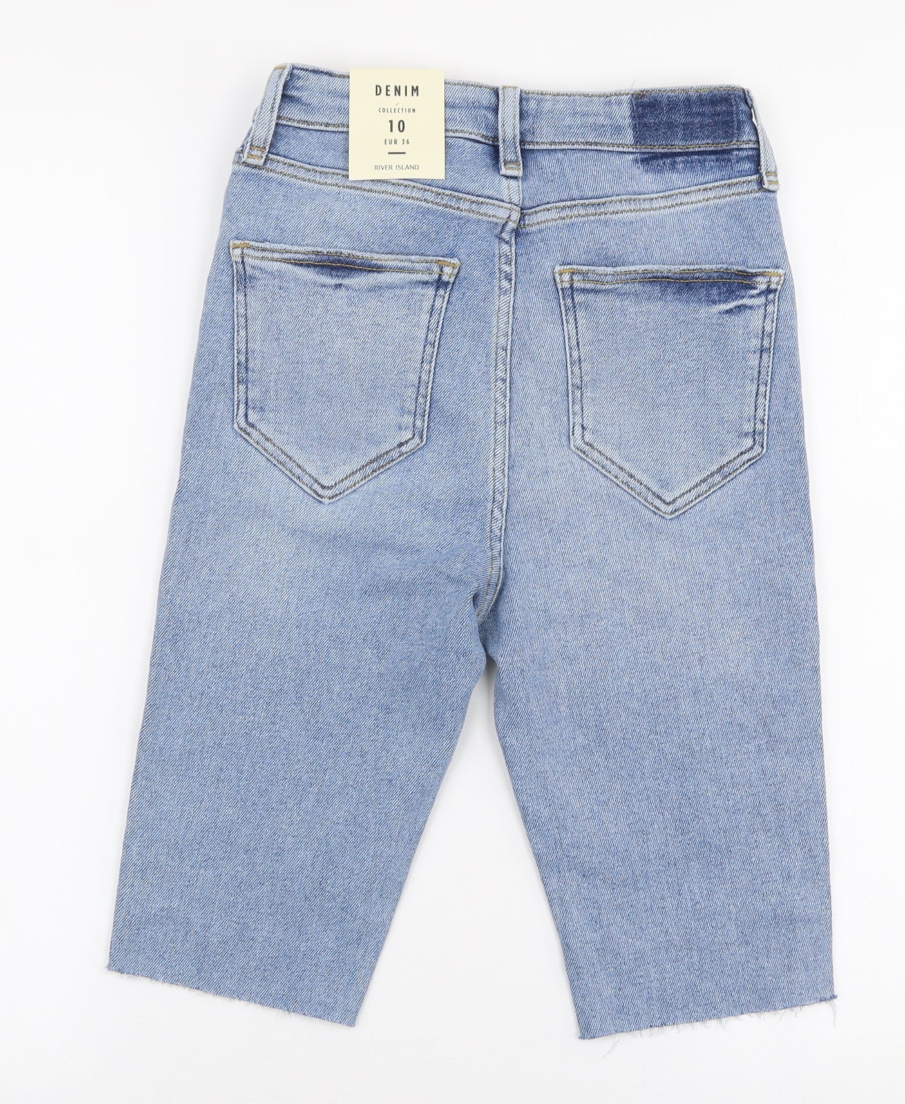 River Island Womens Blue  Cotton Biker Shorts Size 10 L12 in Regular Zip
