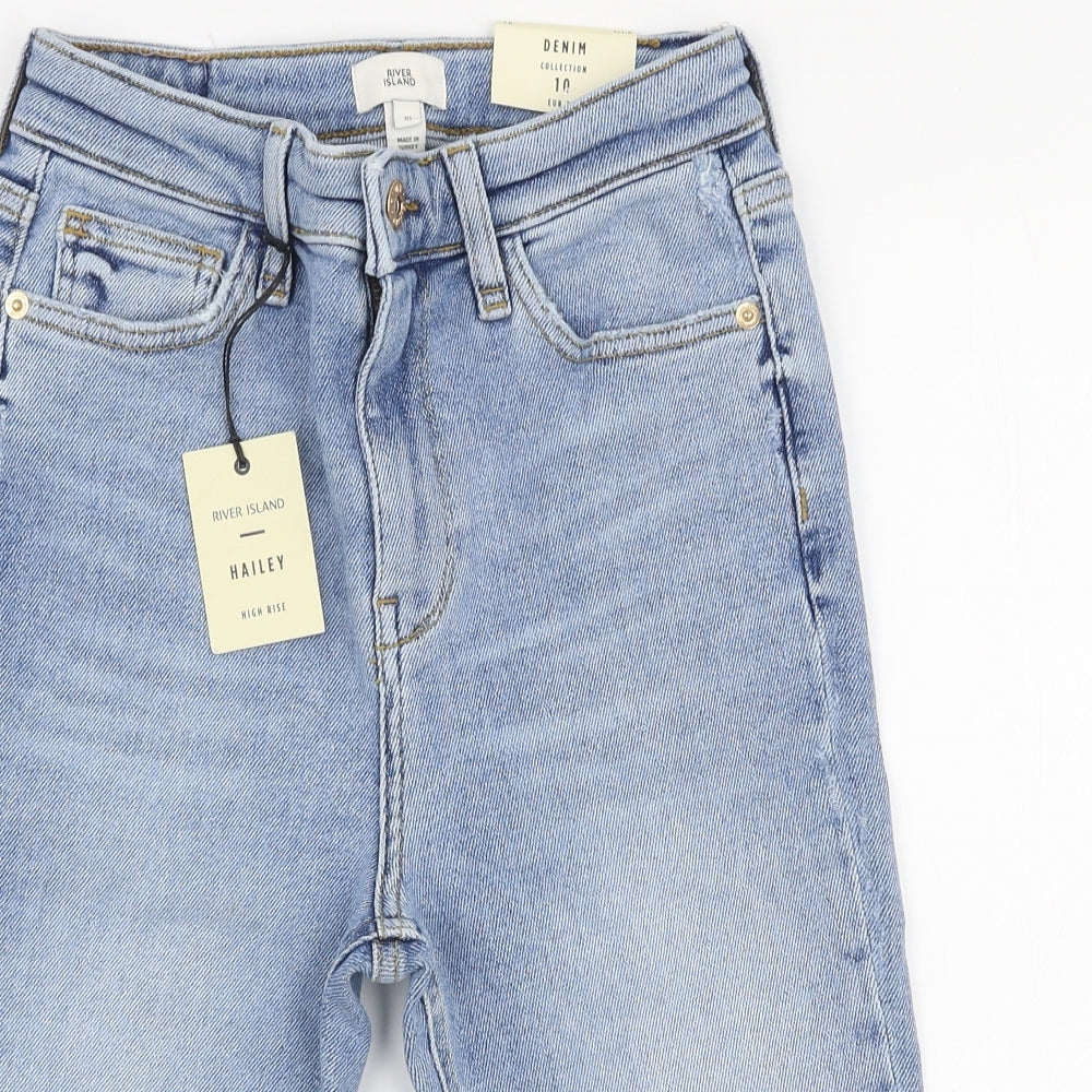 River Island Womens Blue  Cotton Biker Shorts Size 10 L12 in Regular Zip