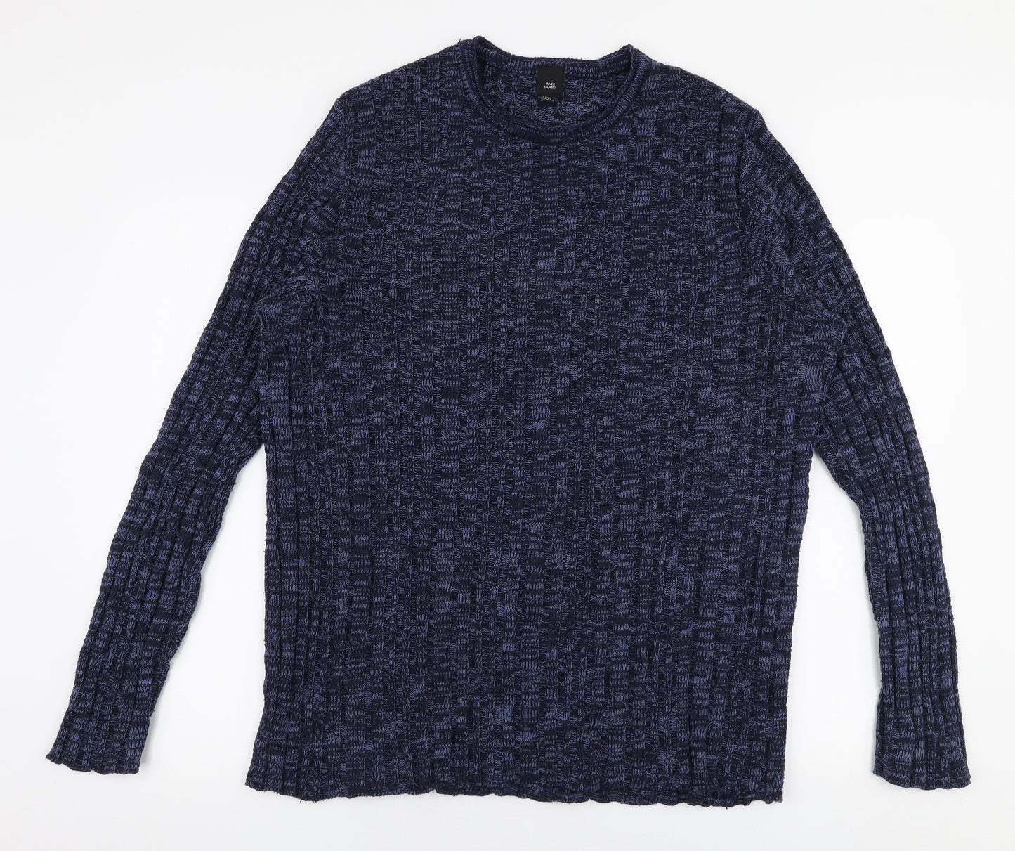 River Island Mens Blue Round Neck  Acrylic Pullover Jumper Size 2XL