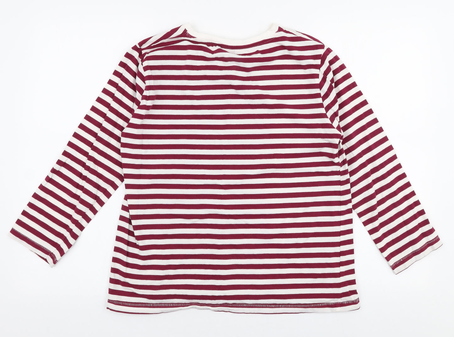 Dunnes Stores Womens Purple Striped Cotton Jersey T-Shirt Size L Round Neck
